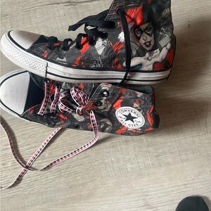Converse Graphic High-Top Sneakers - Black, Red, White
